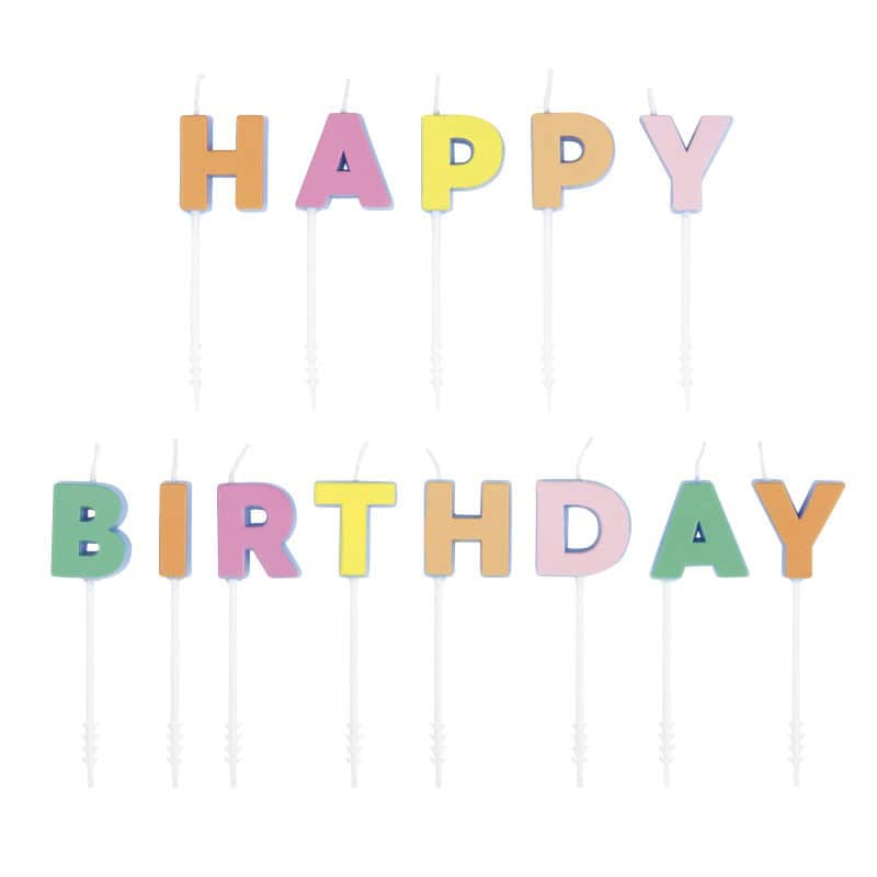 Svjećice slova Happy birthday pastel
