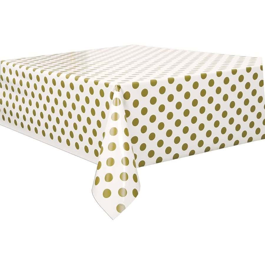 Stolnjak plastični 137x213cm - Bijeli s zlatnim točkicama