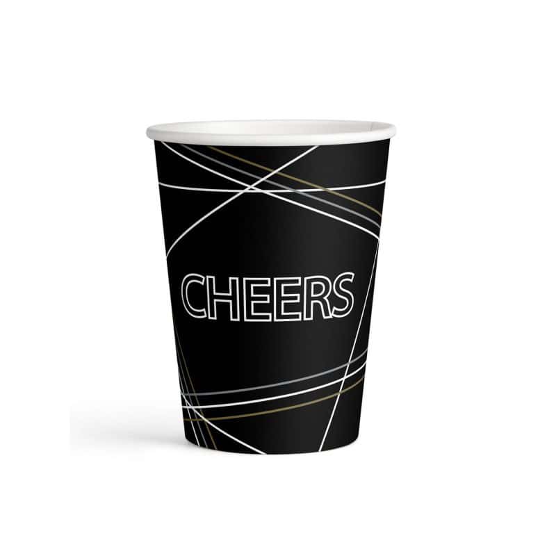 Čaše papirnate, crne, cheers, 8kom