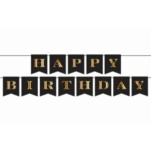 Banner  SLOVA Happy Bitrhday - crno 250 cm