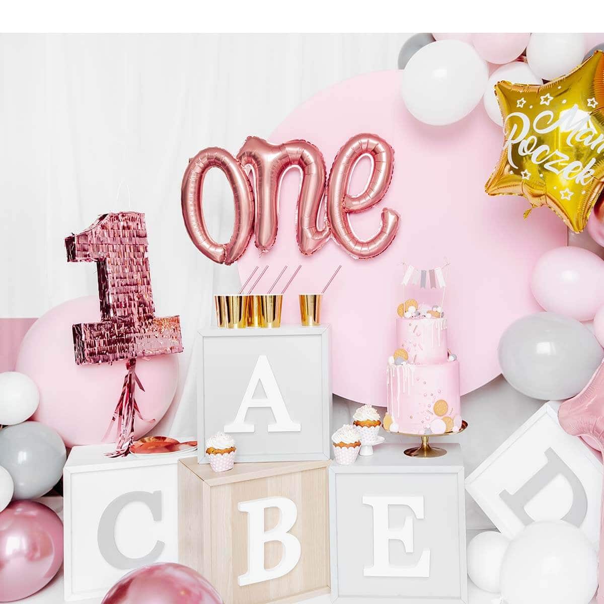Balon folija natpis ONE rose gold - Slika 4