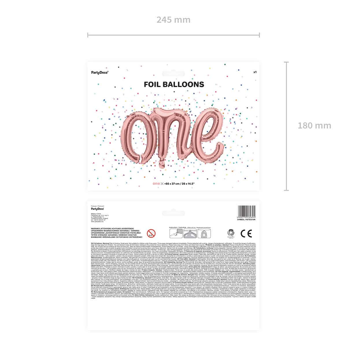 Balon folija natpis ONE rose gold - Slika 3