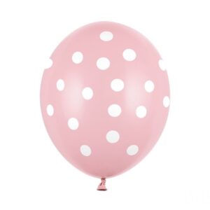 Balon s tiskom svjetlo rozi s bijelim točkama