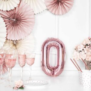 Folija balon Broj "0", 35cm, ROSEGOLD.