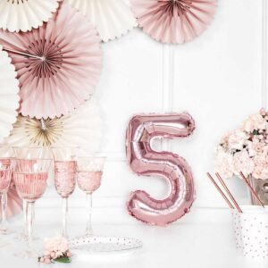 Folija balon Broj "5", 35cm, ROSEGOLD.