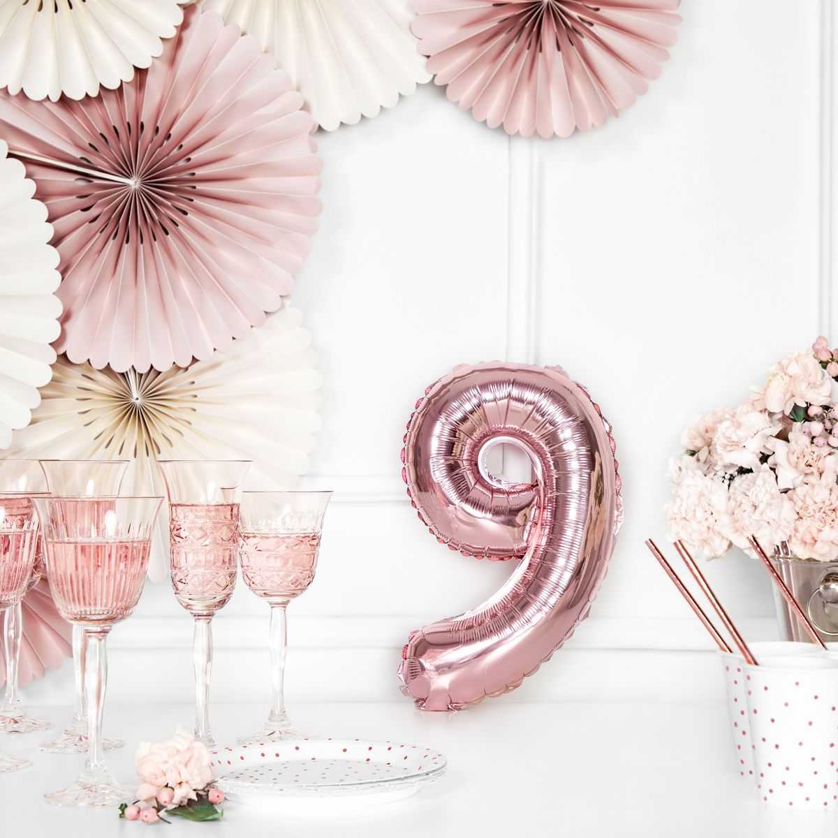 Folija balon Broj "9", 35cm, ROSEGOLD.
