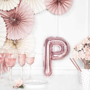 Folija balon Slovo "P", 35cm, ROSEGOLD.