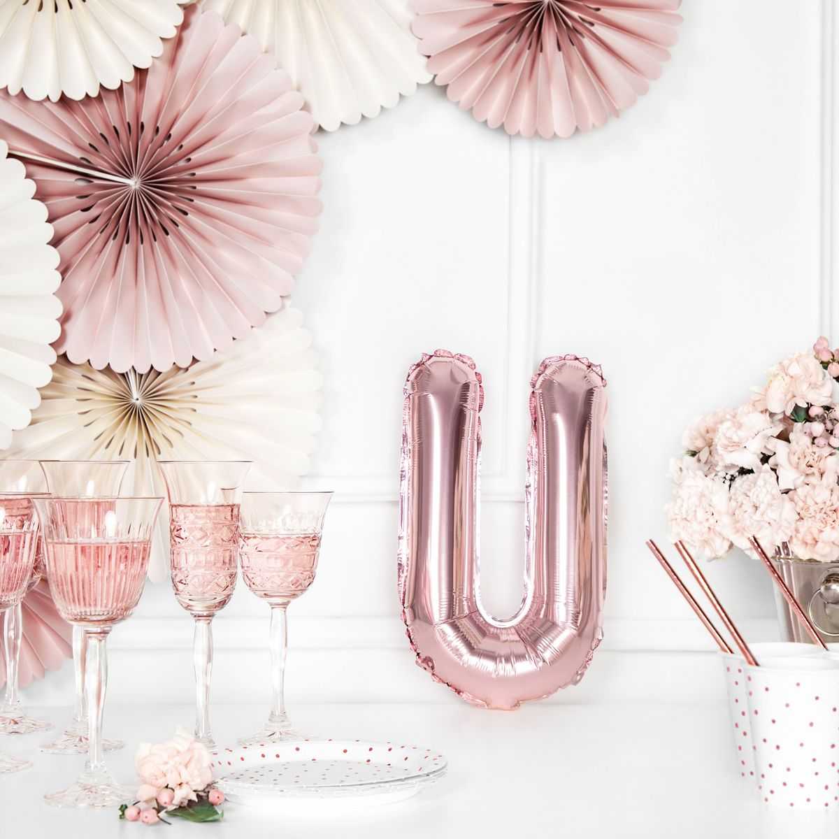 Folija balon Slovo "U", 35cm, ROSEGOLD.