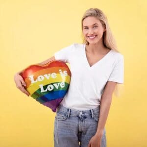 Folija balon 43 cm srce dugine boje Love is love