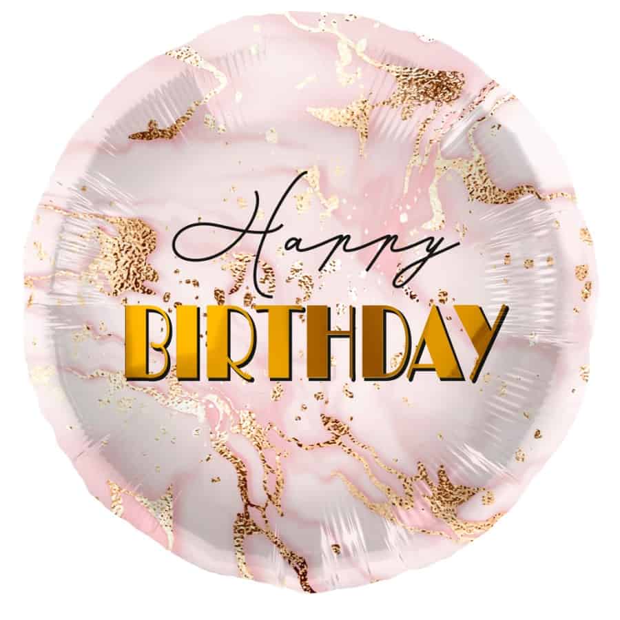 Folija balon 45cm Birthday Marble Pink