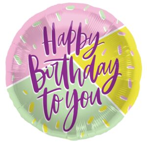 Folija balon 45cm Birthday Tricolor