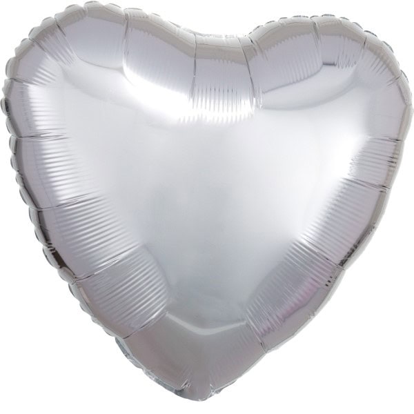 Folija balon 48 cm- srce metalik srebrno
