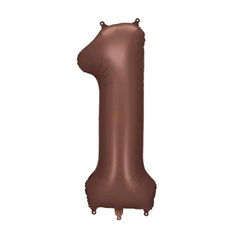 Veliki folija balon broj 1 - smeđi, 86 cm