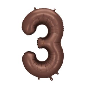 Veliki folija balon broj 3 - smeđi, 86 cm
