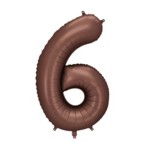 Veliki folija balon broj 6 - smeđi, 86 cm