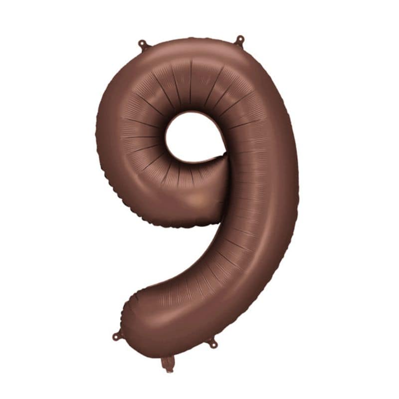Veliki folija balon broj 9 - smeđi, 86 cm
