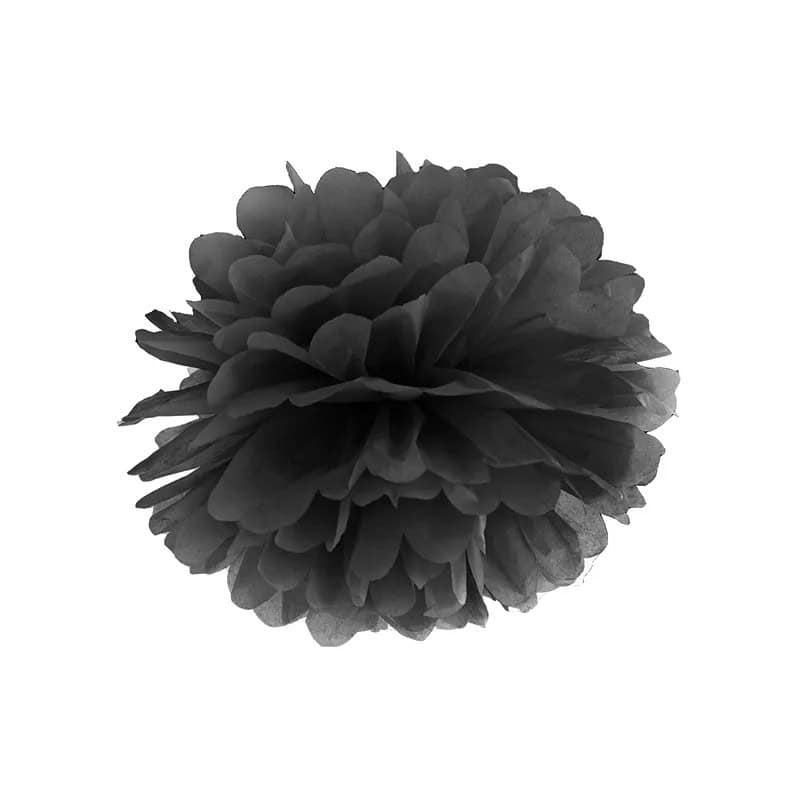 Pompon papirnati 25 cm - crna