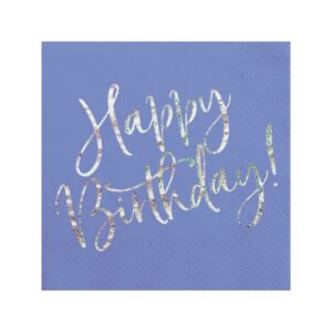 Salvete Happy Birthday navy blue 20 kom, 33x33 cm