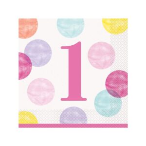 Salvete - s točkama broj 1 pink, 16 kom, 33×33 cm