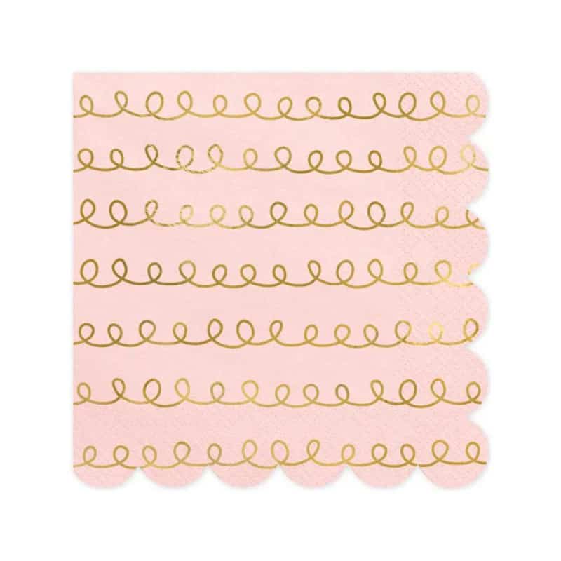 Salvete -roze s zlatnim nitima 20kom, 33×33 cm