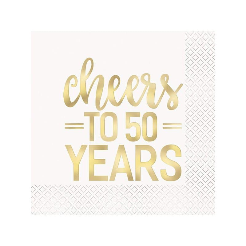 Salvete - Zlatni natpis CHEERS TO 50 YEARS, 16kom
