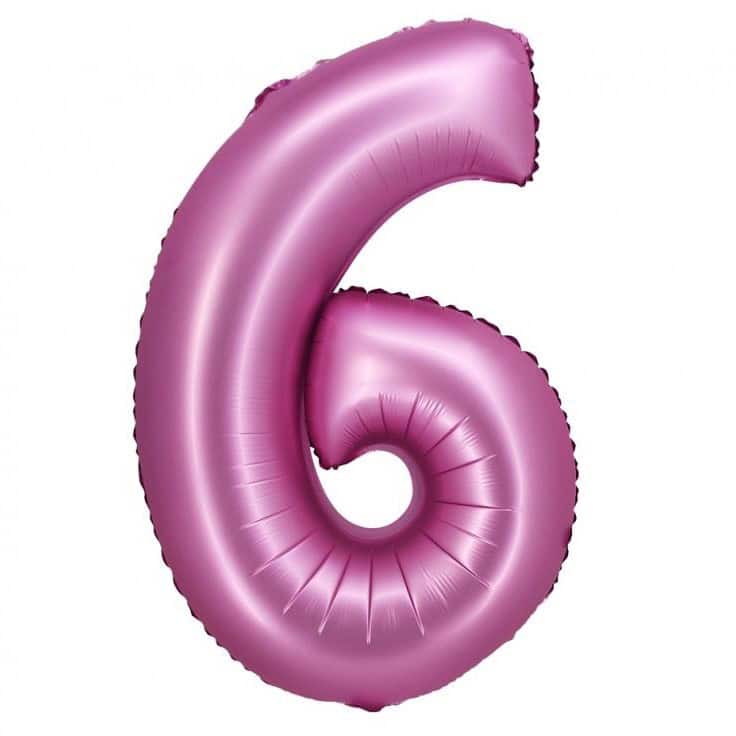 Srednji folija balon Broj 6 Rozi mat