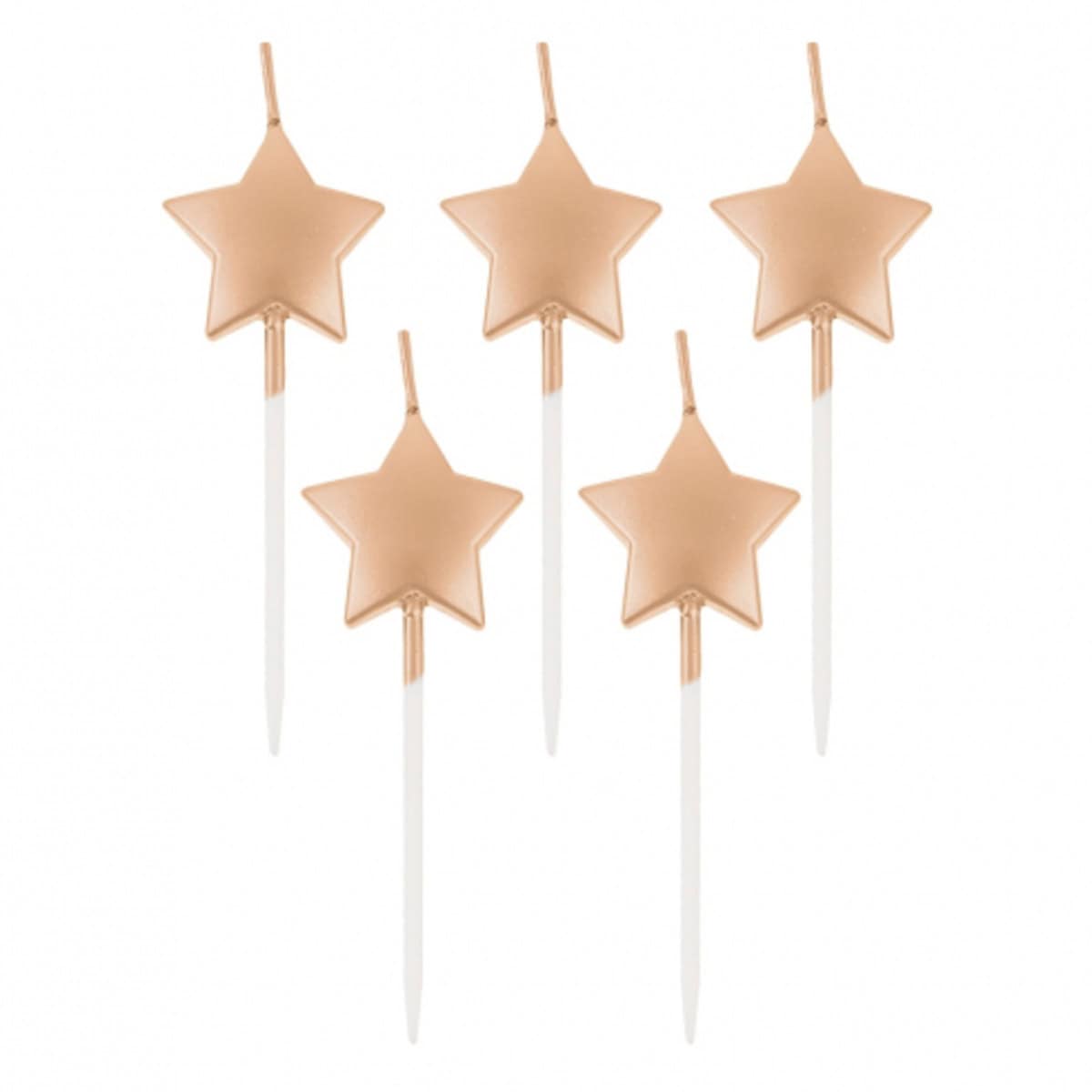 Svjećice na štapiću zvjezdice rosegold, 5 kom - Slika 2