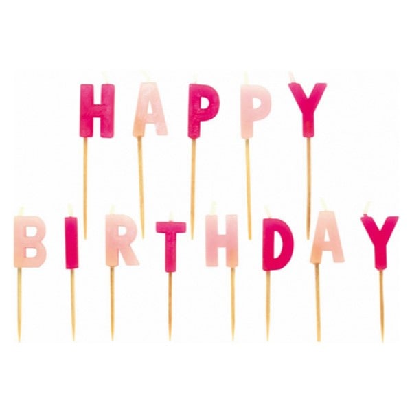 Svjećice slova Happy Birthday roze visine 7 cm
