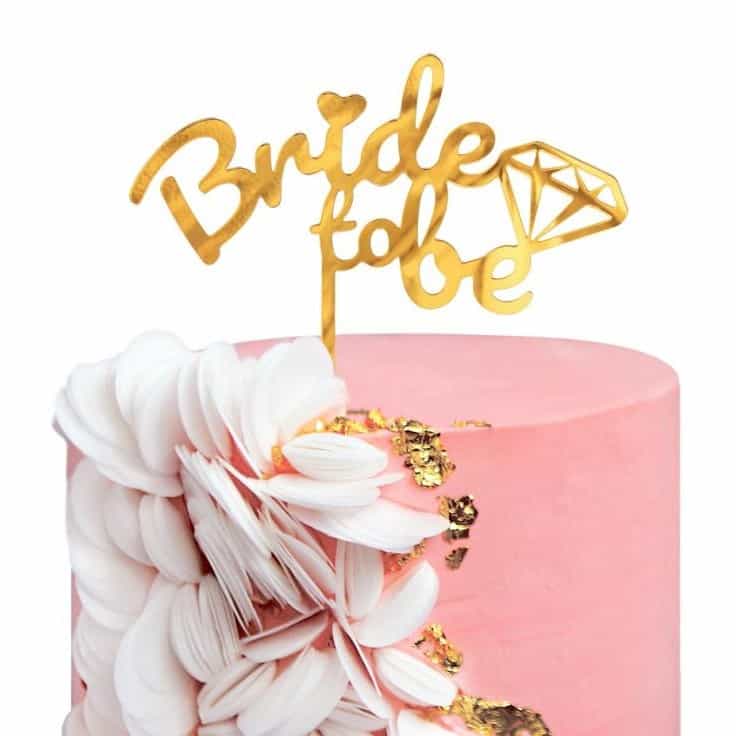 Topper za tortu Bride to be zlatni 15x16cm