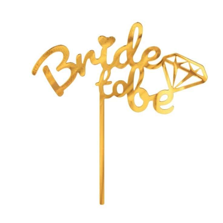 Topper za tortu Bride to be zlatni 15x16cm - Slika 2