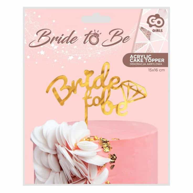 Topper za tortu Bride to be zlatni 15x16cm - Slika 3