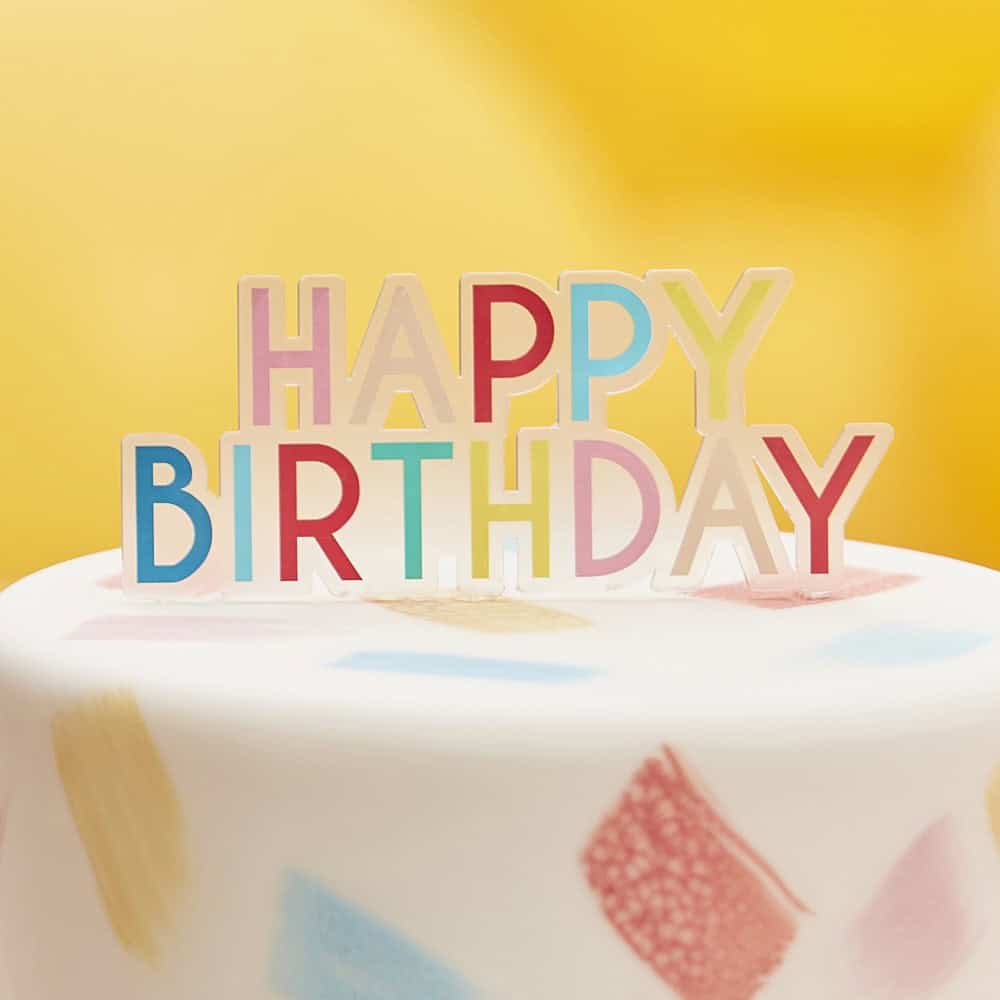 Topper za tortu - Happy Birthday-šareni