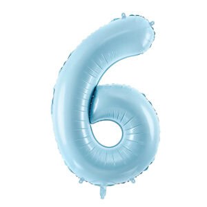 Veliki folija balon broj - 6 SVJETLO PLAVI, 80 cm