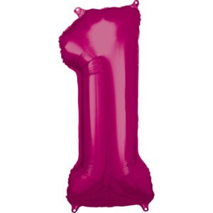 Veliki folija balon broj - 1 Fuksija, 80 cm