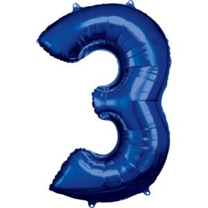 Veliki folija balon broj - 3 TAMNO PLAVI, 80 cm