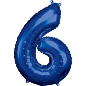 Veliki folija balon broj - 6 TAMNO PLAVI, 80 cm