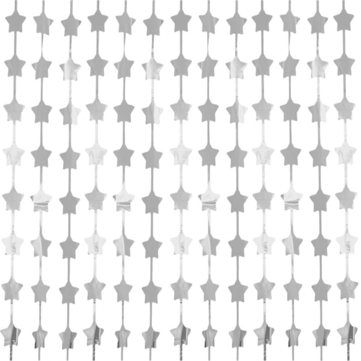 Zavjesa party - Zvjezdice metalik srebrne 100x200 cm