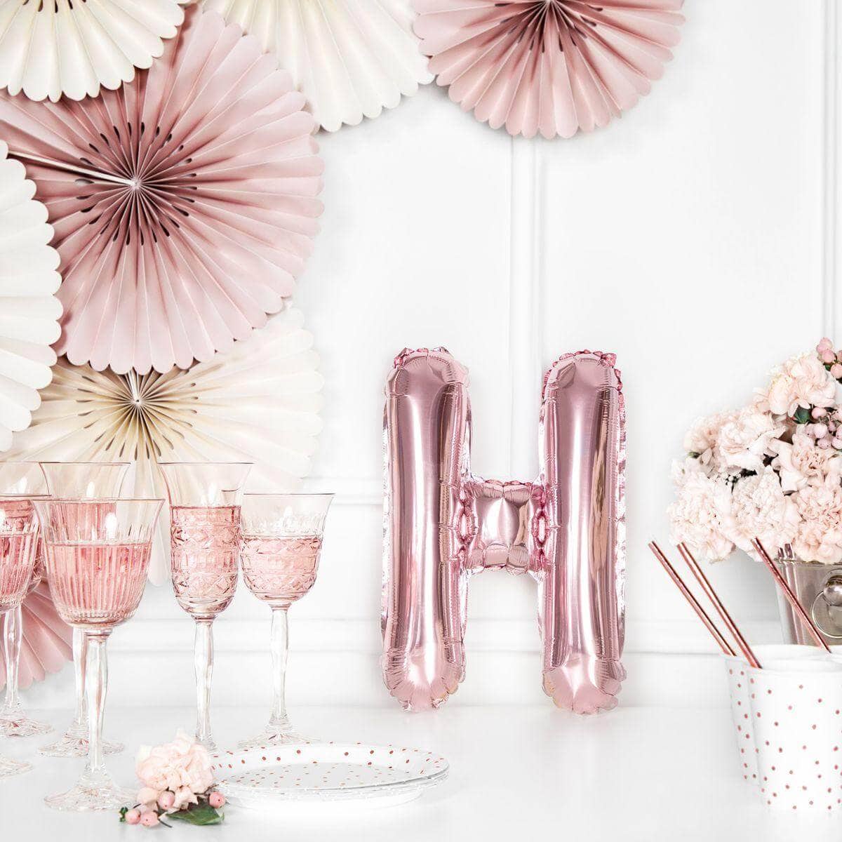 Folija balon Slovo "H", 35cm, ROSEGOLD.