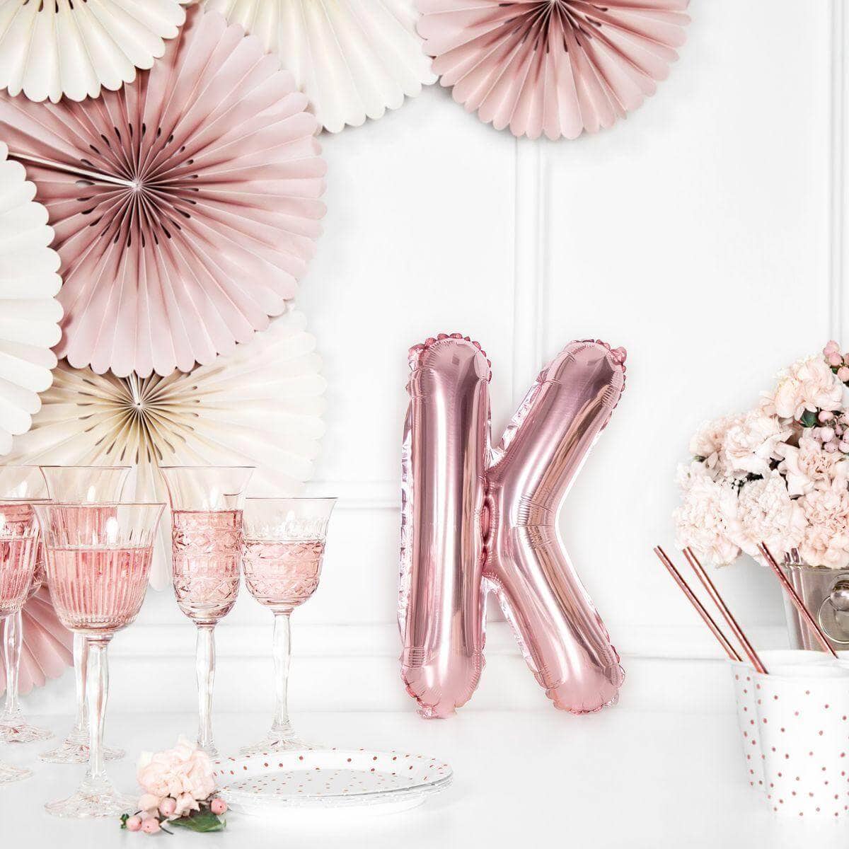 Folija balon Slovo "K", 35cm, ROSEGOLD.