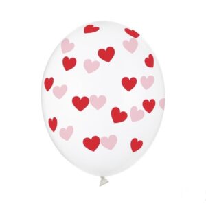 Balon s tiskom proziran s crvenim srcima