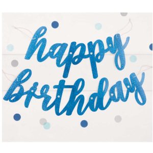 Baner-natpis plavi glitter Happy birthday