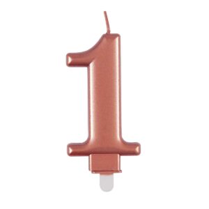 Rođendanska svjećica metalik rosegold br. 1
