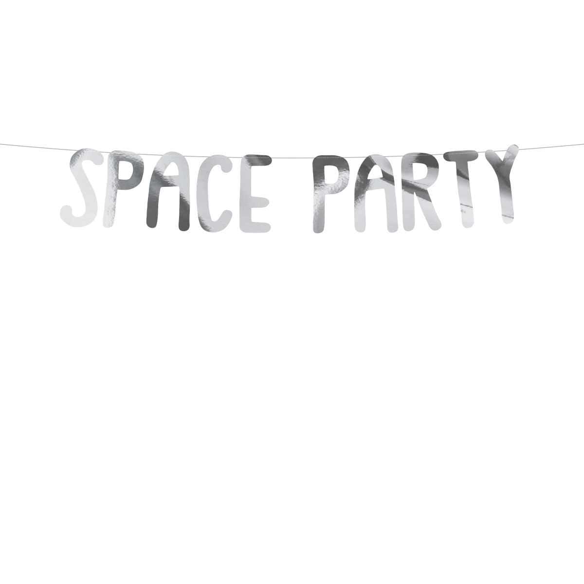 Baner Space Party, srebrni, 13x96cm
