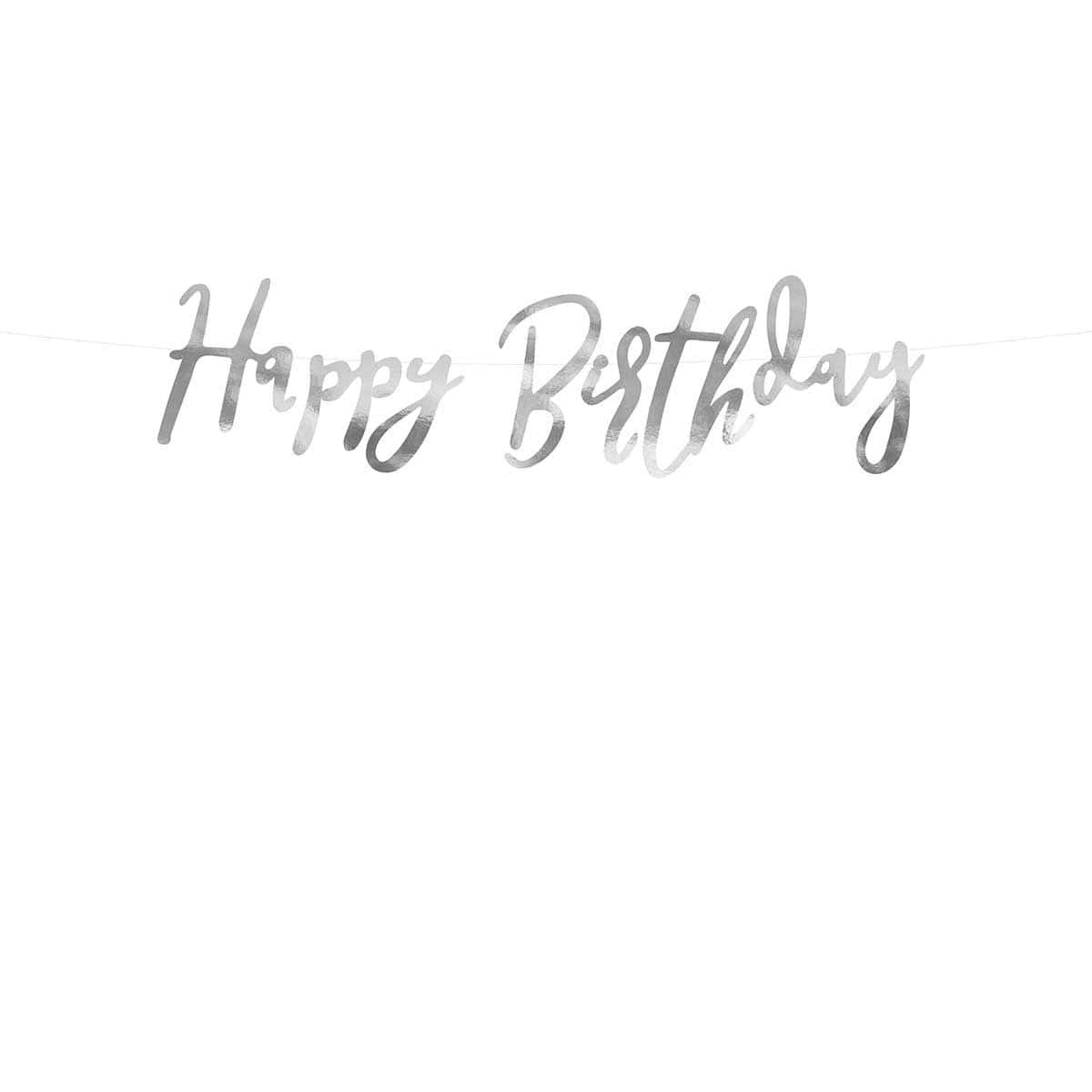 Banner-natpis Happy birthday,srebrni