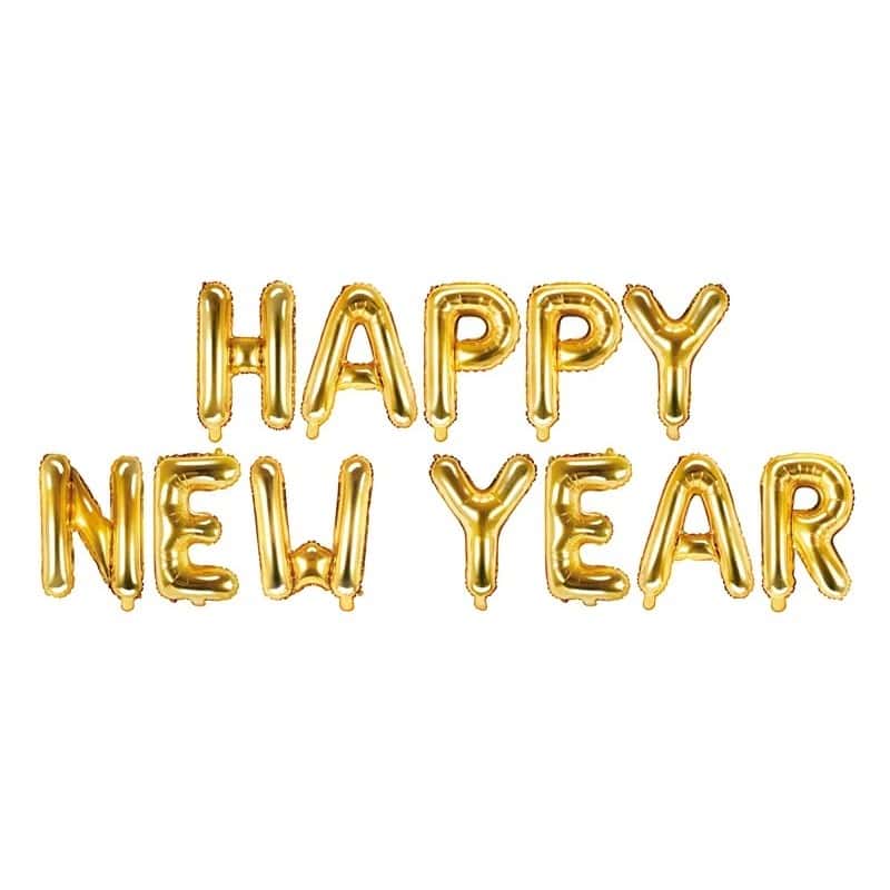 Balon folija - SLOVA - happy New Year, zlatno