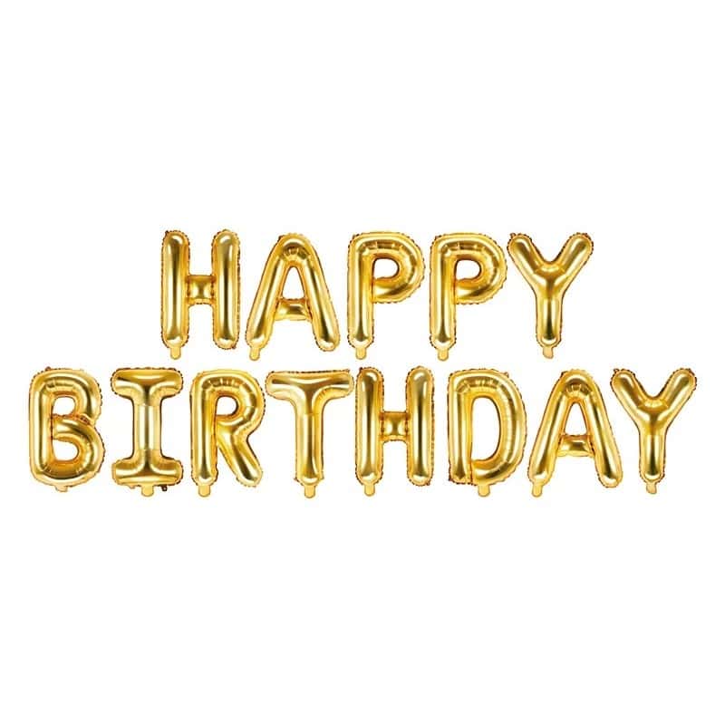 Balon folija - SLOVA - happy birthday, ZLATNO