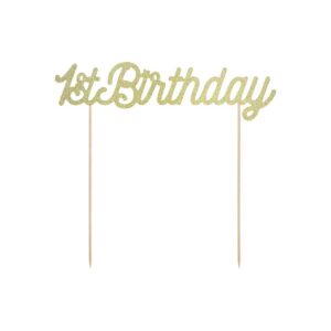 Cake topper 1st Birthday, zlatna