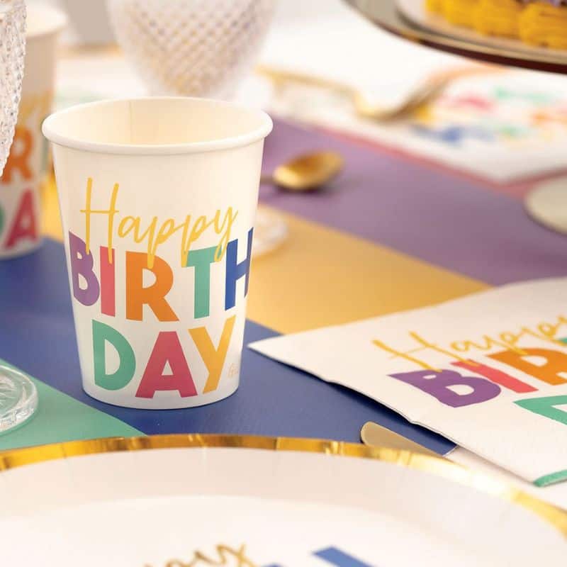 Čaše papirnate, Happy Birthday modern, 8kom