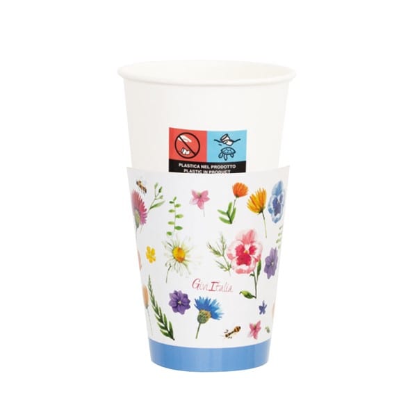 Čaše papir omot cvjetići, 250ml, 8 kom