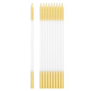 Svjećice pojedinačne BIJELO-ZLATNE - 15 cm 10 KOM